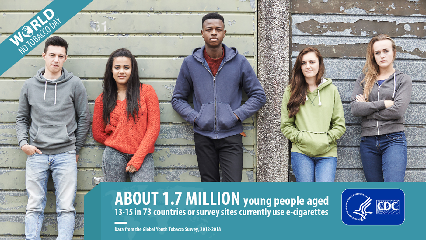 Data from the Global Youth Tobacco Survey show about 1.7 million young people aged 13 to 15 years in 73 countries or survey sites currently use e-cigarettes.